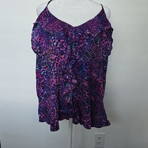Vibrant Purple Leopard Print Ruffled Camisole